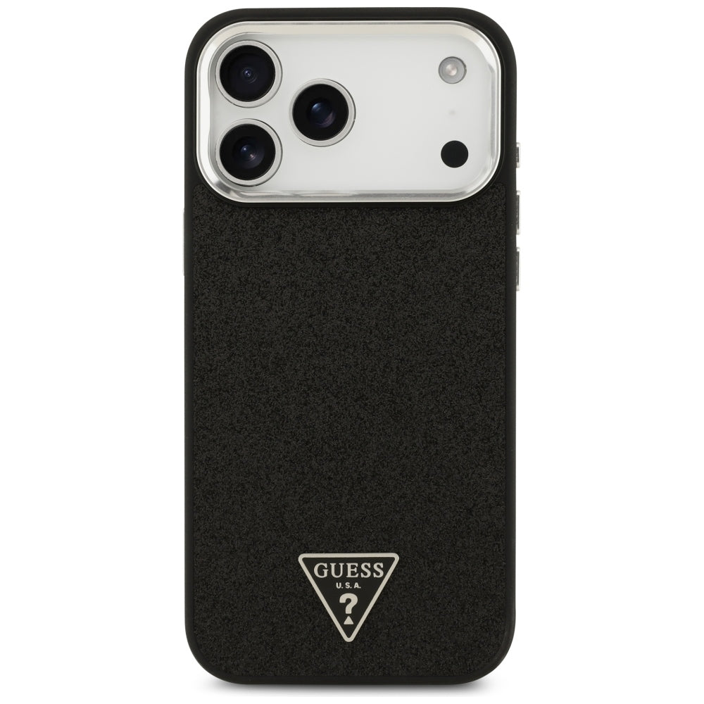 MagSafe Case for Apple iPhone 18 Pro Max / 17 Pro Max, Guess, Glitter Triangle Logo, Black