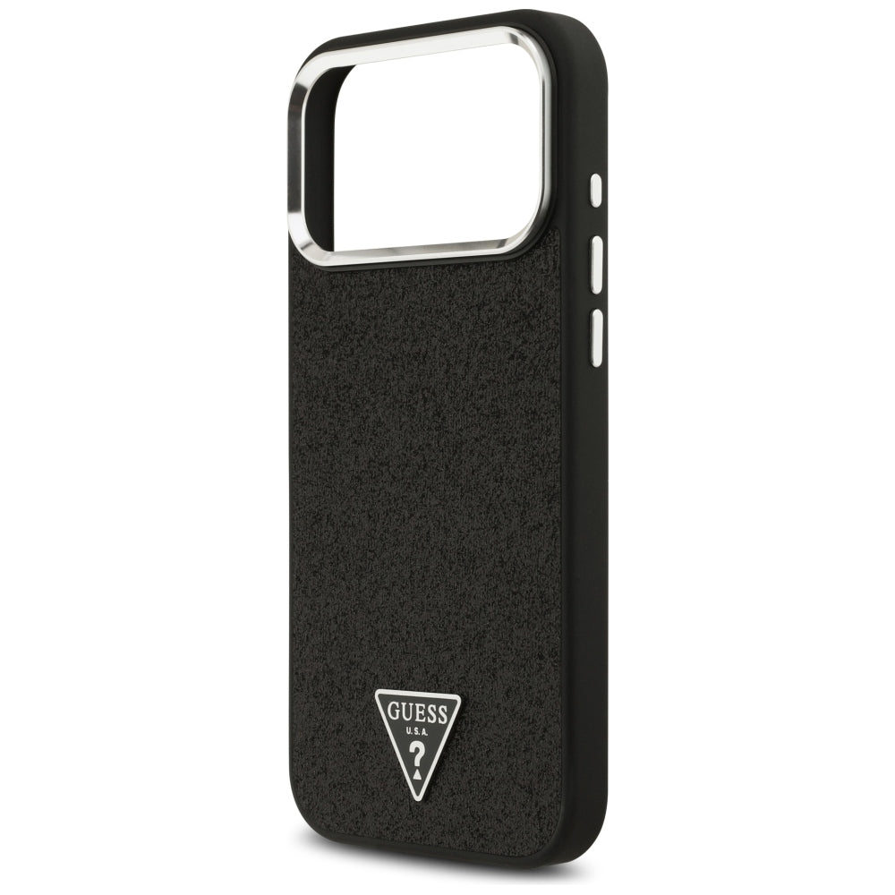 MagSafe Case for Apple iPhone 18 Pro Max / 17 Pro Max, Guess, Glitter Triangle Logo, Black