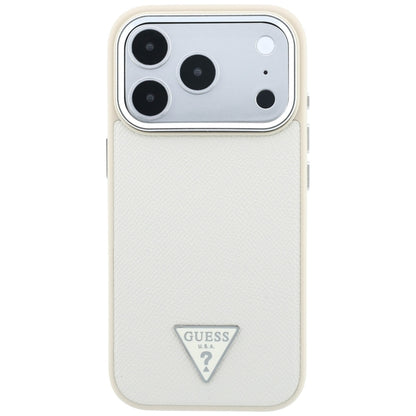 Coque MagSafe pour Apple iPhone 18 Pro Max / 17 Pro Max, Guess, Logo Triangle Grainé, Beige