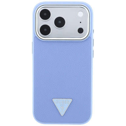 Coque MagSafe pour Apple iPhone 18 Pro Max / 17 Pro Max, Guess, Logo Triangle Grainé, Bleu