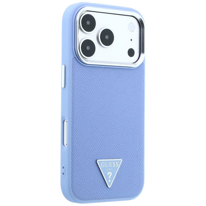 Coque MagSafe pour Apple iPhone 18 Pro Max / 17 Pro Max, Guess, Logo Triangle Grainé, Bleu