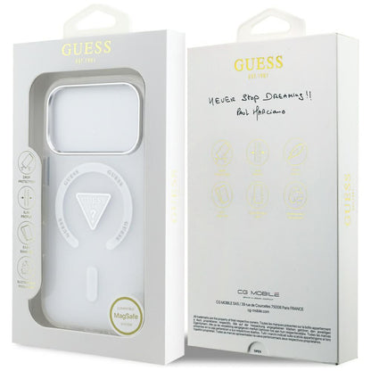 Coque MagSafe pour Apple iPhone 18 Pro Max / 17 Pro Max, Guess, IML Gradient Triangle Logo, transparente