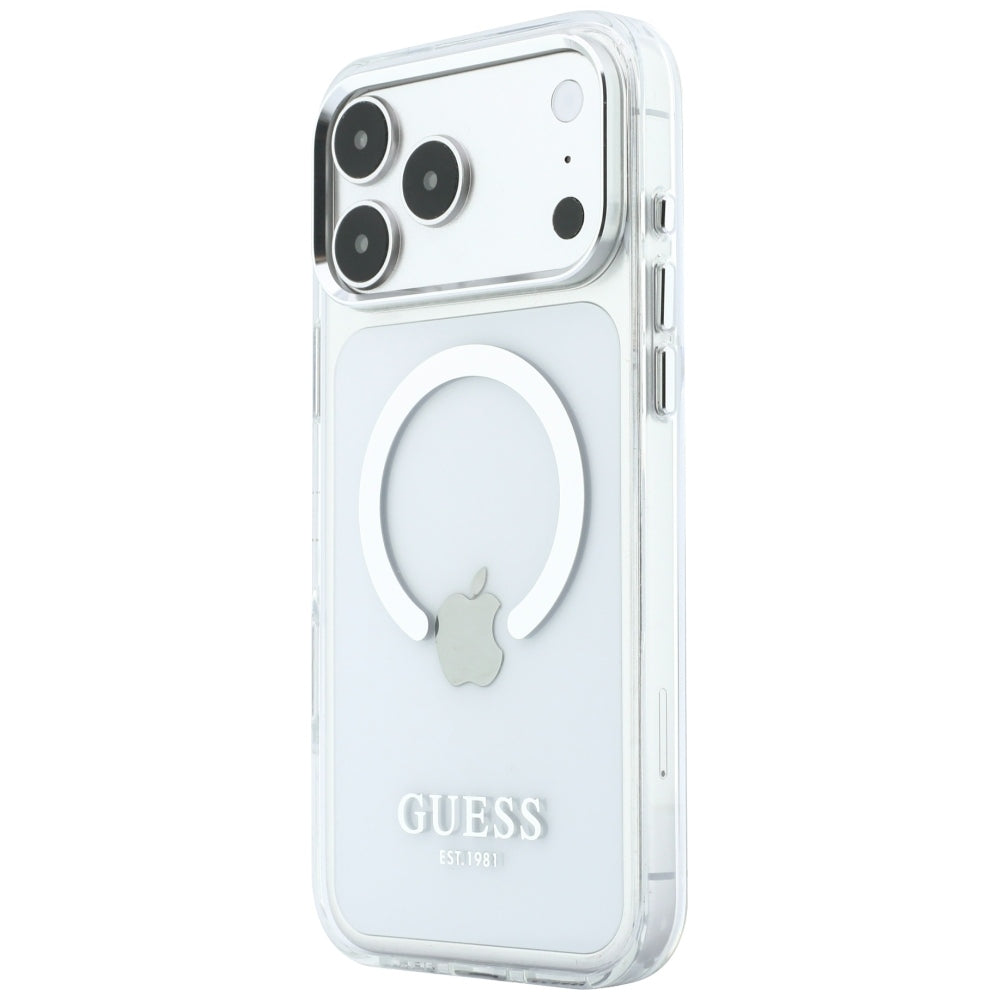 Coque MagSafe pour Apple iPhone 18 Pro Max / 17 Pro Max, Guess, Contour Métallique, Argentée