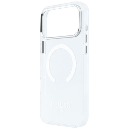Coque MagSafe pour Apple iPhone 18 Pro Max / 17 Pro Max, Guess, Contour Métallique, Argentée