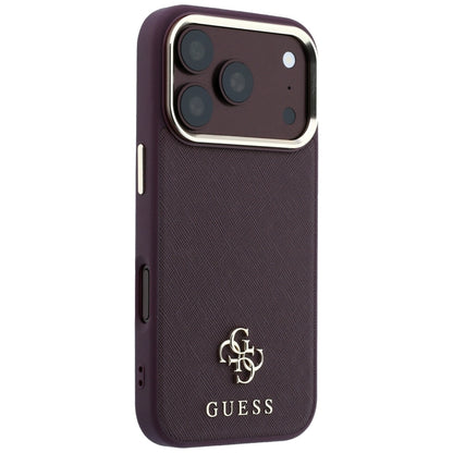 Coque MagSafe pour Apple iPhone 18 Pro Max / 17 Pro Max, Guess, Saffiano Small 4G Classic, Bordeaux