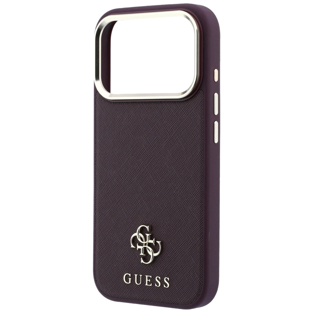 Coque MagSafe pour Apple iPhone 18 Pro Max / 17 Pro Max, Guess, Saffiano Small 4G Classic, Bordeaux