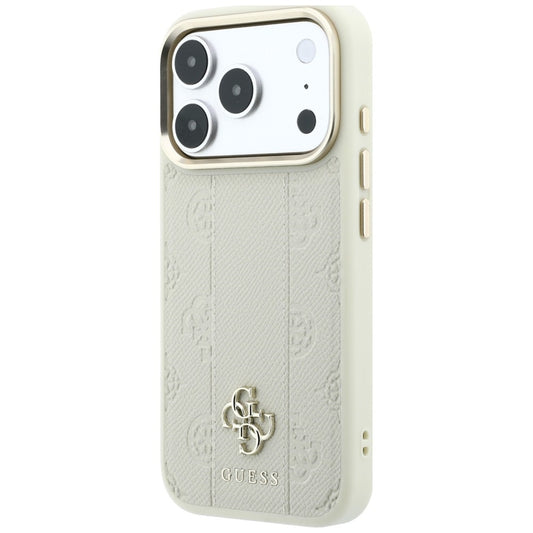 Coque MagSafe pour Apple iPhone 18 Pro Max / 17 Pro Max, Guess, Stripe Peony 4G, Beige