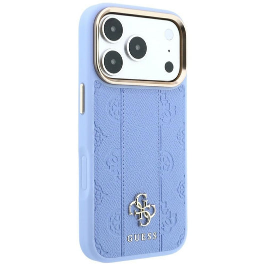 Coque MagSafe pour Apple iPhone 18 Pro Max / 17 Pro Max, Guess, Stripe Peony 4G, Bleu