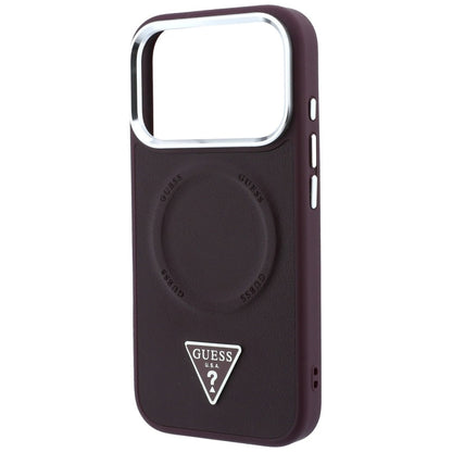 Coque MagSafe pour Apple iPhone 18 Pro Max / 17 Pro Max, Guess, logo triangulaire, bordeaux