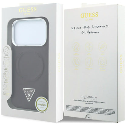 Coque MagSafe pour Apple iPhone 18 Pro Max / 17 Pro Max, Guess, logo triangulaire, bordeaux