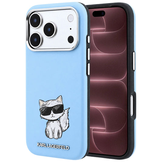 Coque MagSafe pour Apple iPhone 18 Pro Max / 17 Pro Max, Karl Lagerfeld, Choupette Sketch, Bleu
