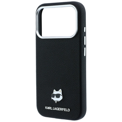MagSafe Case for Apple iPhone 18 Pro Max / 17 Pro Max, Karl Lagerfeld, Grained Choupette Head Metal, Black