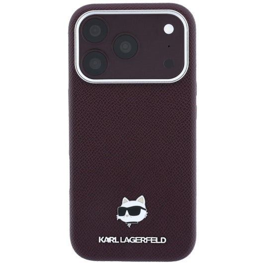 Coque MagSafe pour Apple iPhone 18 Pro Max / 17 Pro Max, Karl Lagerfeld, Tête Choupette Grainée, Bordeaux