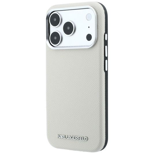 Coque MagSafe pour Apple iPhone 18 Pro Max / 17 Pro Max, Karl Lagerfeld, Logo Allongé Grainé, Beige