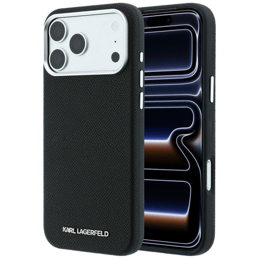 Coque MagSafe pour Apple iPhone 18 Pro Max / 17 Pro Max, Karl Lagerfeld, Logo Allongé Grainé, Noire