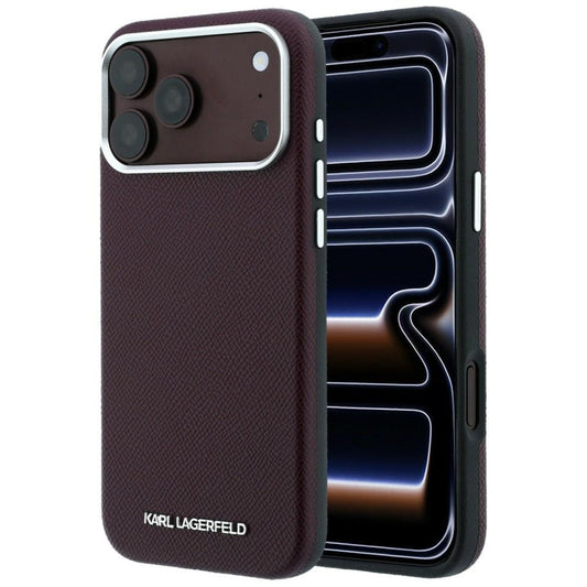 Coque MagSafe pour Apple iPhone 18 Pro Max / 17 Pro Max, Karl Lagerfeld, Logo Allongé Grainé, Bordeaux