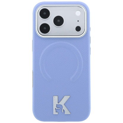 Coque MagSafe pour Apple iPhone 18 Pro Max / 17 Pro Max, Karl Lagerfeld, Anneau Gaufré Grainé, Bleu