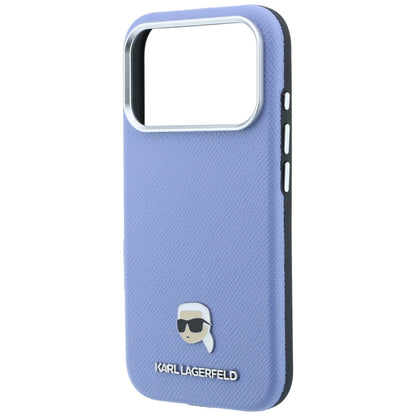 Coque MagSafe pour Apple iPhone 18 Pro Max / 17 Pro Max, Karl Lagerfeld, Métal Grainé Tête de Karl, Bleu