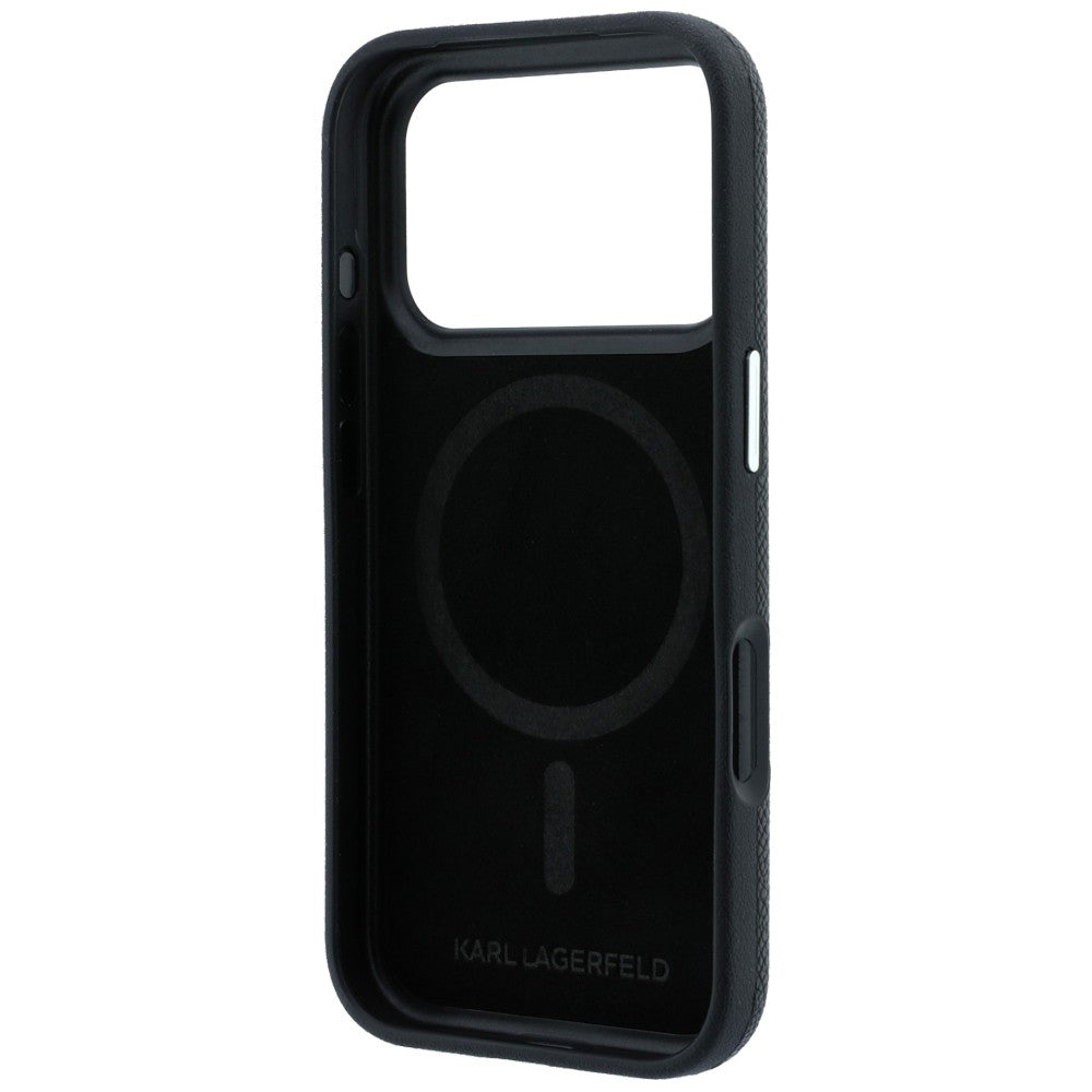 MagSafe Case for Apple iPhone 18 Pro Max / 17 Pro Max, Karl Lagerfeld, Grained KC Heads, Black