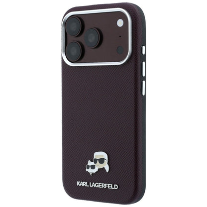 Coque MagSafe pour Apple iPhone 18 Pro Max / 17 Pro Max, Karl Lagerfeld, Grained KC Heads, Bordeaux