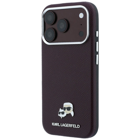 Coque MagSafe pour Apple iPhone 18 Pro Max / 17 Pro Max, Karl Lagerfeld, Grained KC Heads, Bordeaux