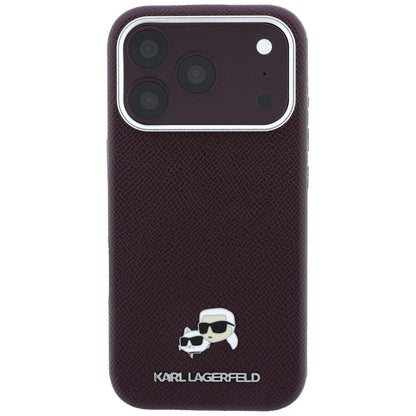Coque MagSafe pour Apple iPhone 18 Pro Max / 17 Pro Max, Karl Lagerfeld, Grained KC Heads, Bordeaux