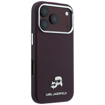 Coque MagSafe pour Apple iPhone 18 Pro Max / 17 Pro Max, Karl Lagerfeld, Grained KC Heads, Bordeaux
