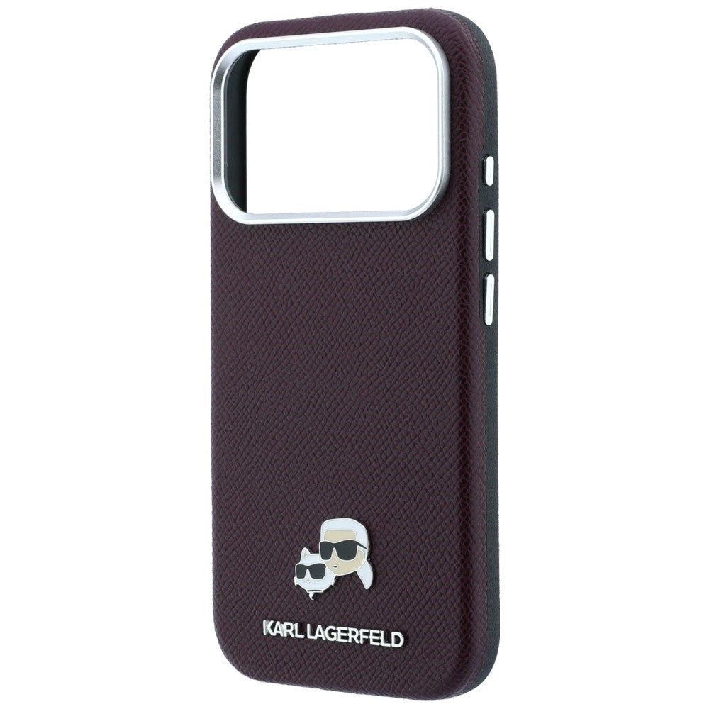 Coque MagSafe pour Apple iPhone 18 Pro Max / 17 Pro Max, Karl Lagerfeld, Grained KC Heads, Bordeaux