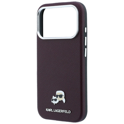 Coque MagSafe pour Apple iPhone 18 Pro Max / 17 Pro Max, Karl Lagerfeld, Grained KC Heads, Bordeaux