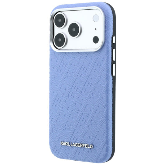 Coque MagSafe pour Apple iPhone 18 Pro Max / 17 Pro Max, Karl Lagerfeld, Logo en métal grainé, Bleu