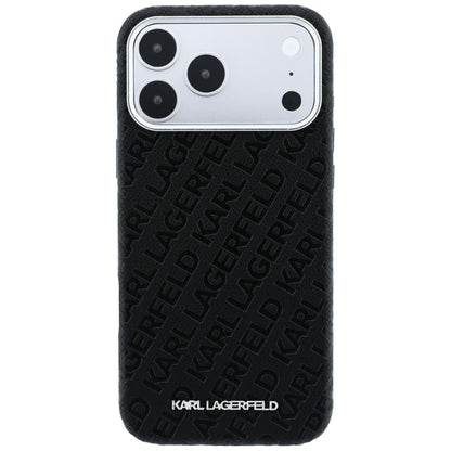 Coque MagSafe pour Apple iPhone 18 Pro Max / 17 Pro Max, Karl Lagerfeld, Logo Métal Grainé, Noire