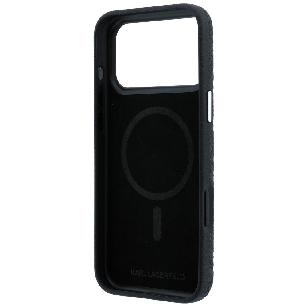 Coque MagSafe pour Apple iPhone 18 Pro Max / 17 Pro Max, Karl Lagerfeld, Logo Métal Grainé, Noire