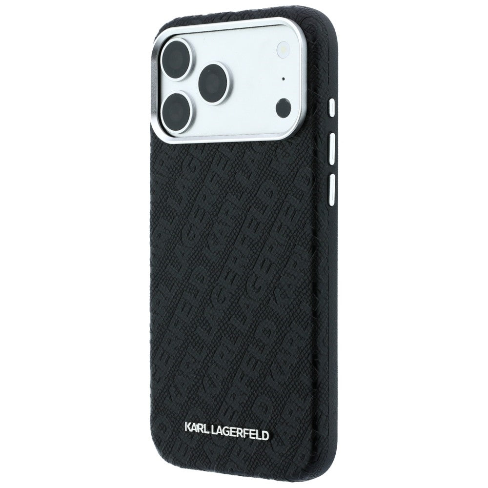 Coque MagSafe pour Apple iPhone 18 Pro Max / 17 Pro Max, Karl Lagerfeld, Logo Métal Grainé, Noire