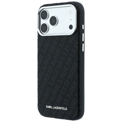 Coque MagSafe pour Apple iPhone 18 Pro Max / 17 Pro Max, Karl Lagerfeld, Logo Métal Grainé, Noire