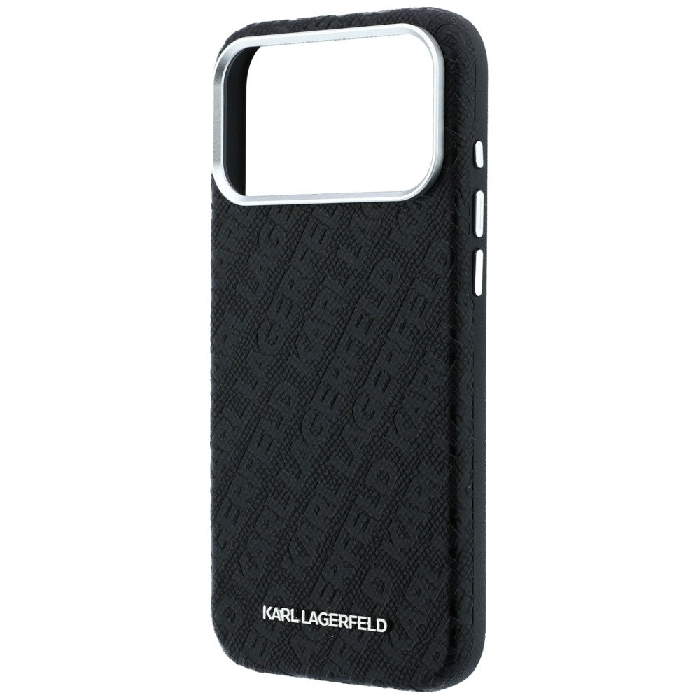 Coque MagSafe pour Apple iPhone 18 Pro Max / 17 Pro Max, Karl Lagerfeld, Logo Métal Grainé, Noire