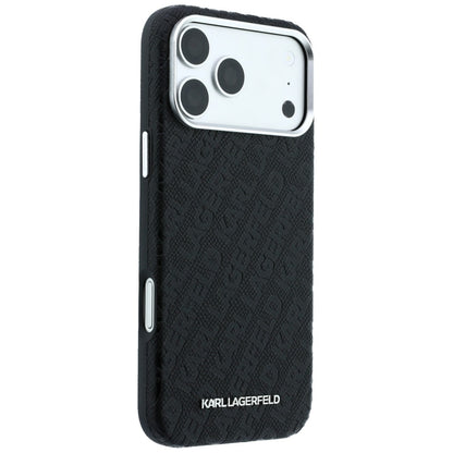 Coque MagSafe pour Apple iPhone 18 Pro Max / 17 Pro Max, Karl Lagerfeld, Logo Métal Grainé, Noire