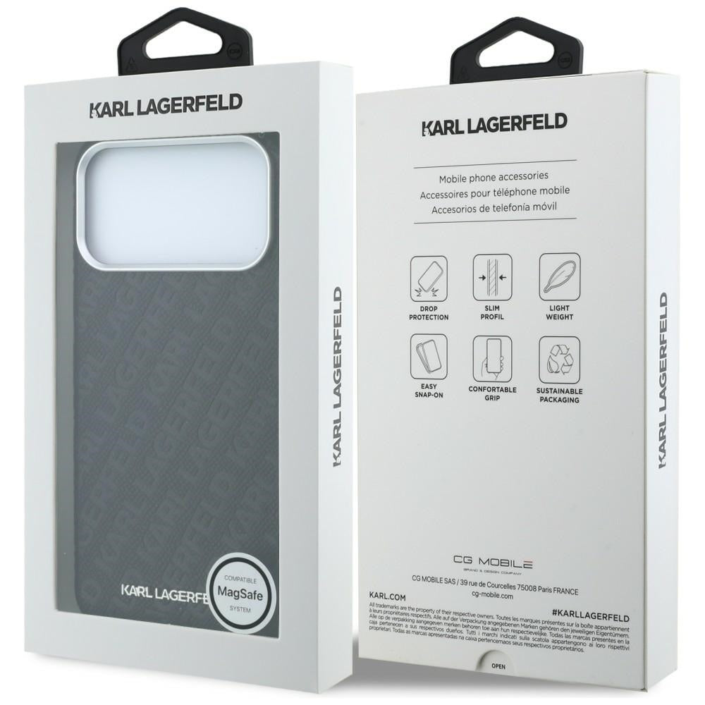 Coque MagSafe pour Apple iPhone 18 Pro Max / 17 Pro Max, Karl Lagerfeld, Logo Métal Grainé, Noire