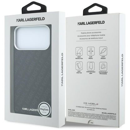 Coque MagSafe pour Apple iPhone 18 Pro Max / 17 Pro Max, Karl Lagerfeld, Logo Métal Grainé, Noire