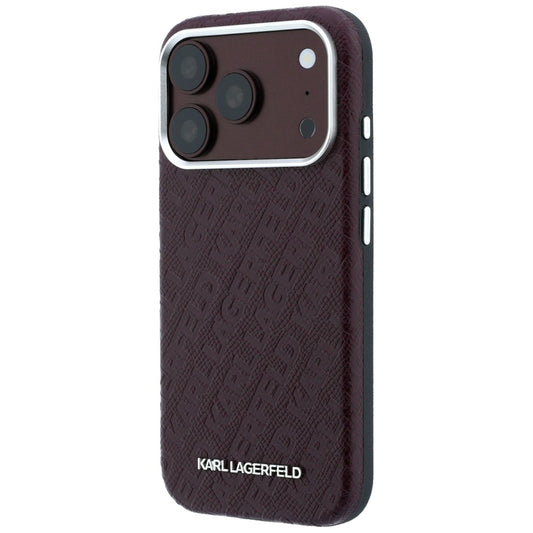 Coque MagSafe pour Apple iPhone 18 Pro Max / 17 Pro Max, Karl Lagerfeld, Logo Métal Grainé, Bordeaux