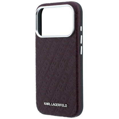 MagSafe Case for Apple iPhone 18 Pro Max / 17 Pro Max, Karl Lagerfeld, Grained Metal Logo, Burgundy