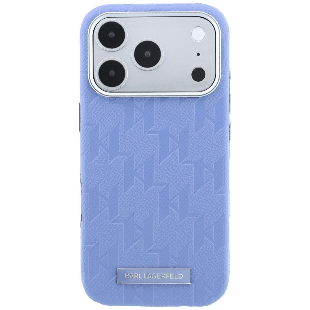 Coque MagSafe pour Apple iPhone 18 Pro Max / 17 Pro Max, Karl Lagerfeld, Logo en résine mono grainée, Bleu