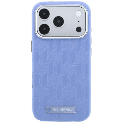 Coque MagSafe pour Apple iPhone 18 Pro Max / 17 Pro Max, Karl Lagerfeld, Logo en résine mono grainée, Bleu