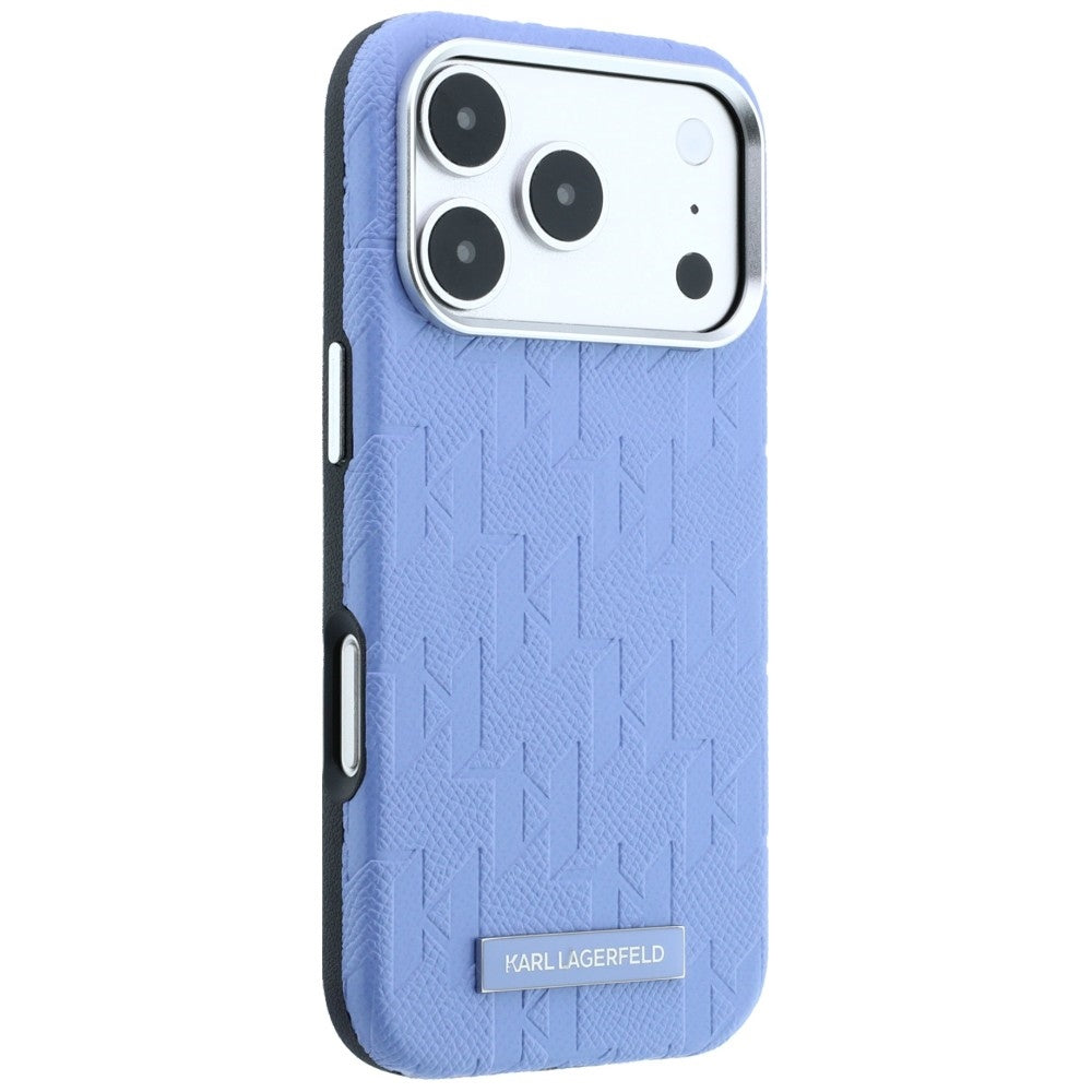 Coque MagSafe pour Apple iPhone 18 Pro Max / 17 Pro Max, Karl Lagerfeld, Logo en résine mono grainée, Bleu