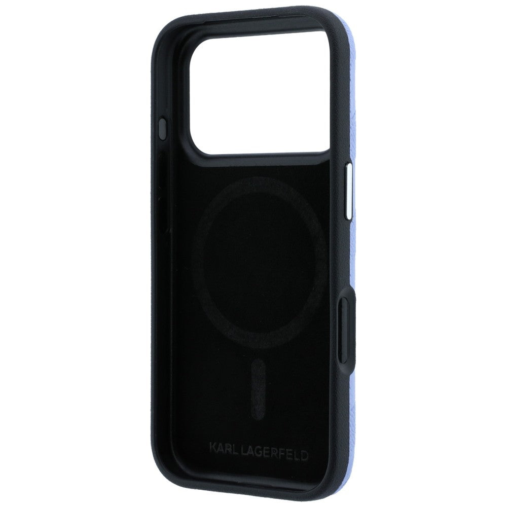 Coque MagSafe pour Apple iPhone 18 Pro Max / 17 Pro Max, Karl Lagerfeld, Logo en résine mono grainée, Bleu