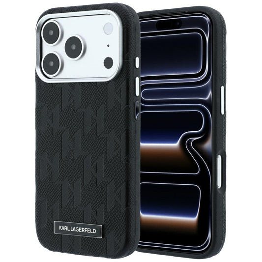 Coque MagSafe pour Apple iPhone 18 Pro Max / 17 Pro Max, Karl Lagerfeld, Logo en résine mono grainée, Noire