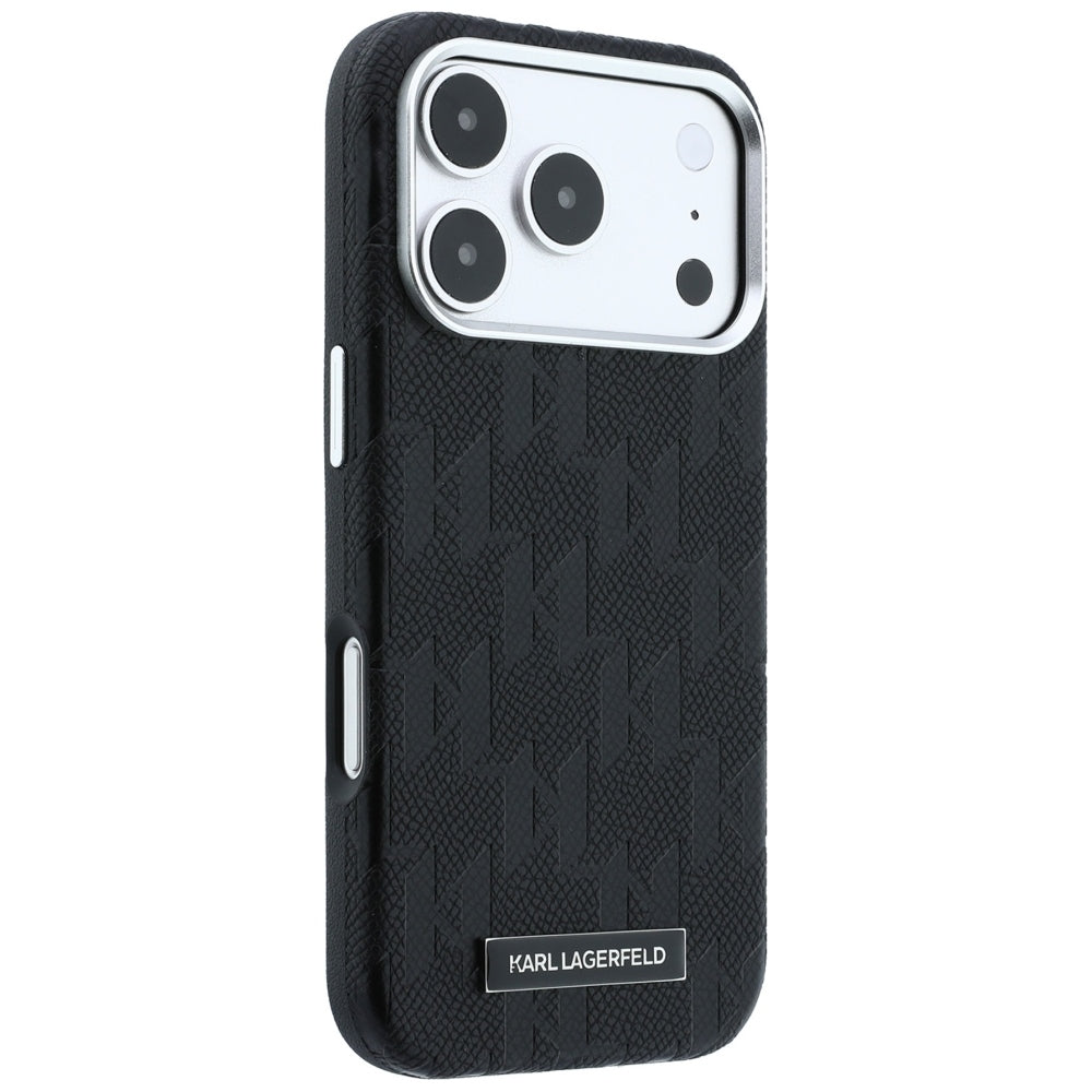 MagSafe Case for Apple iPhone 18 Pro Max / 17 Pro Max, Karl Lagerfeld, Grained Mono Resin Logo, Black