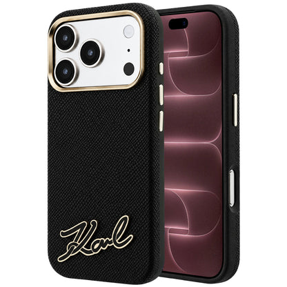 Coque MagSafe pour Apple iPhone 18 Pro Max / 17 Pro Max, Karl Lagerfeld, logo en résine grainée, noire