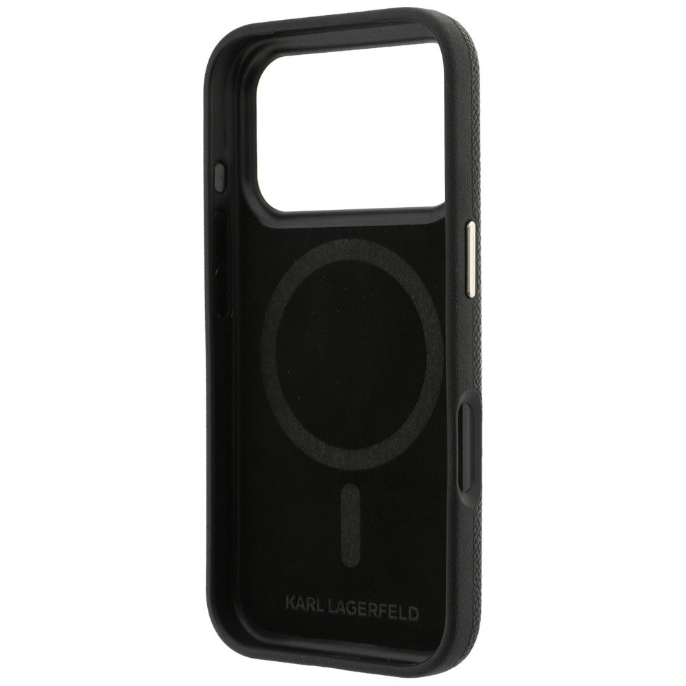 Coque MagSafe pour Apple iPhone 18 Pro Max / 17 Pro Max, Karl Lagerfeld, logo en résine grainée, noire