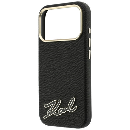 Coque MagSafe pour Apple iPhone 18 Pro Max / 17 Pro Max, Karl Lagerfeld, logo en résine grainée, noire