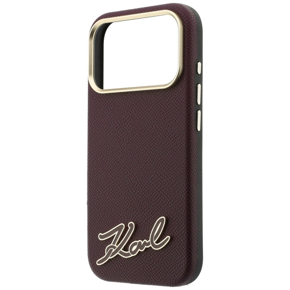 Coque MagSafe pour Apple iPhone 18 Pro Max / 17 Pro Max, Karl Lagerfeld, Logo en résine grainée, Bordeaux